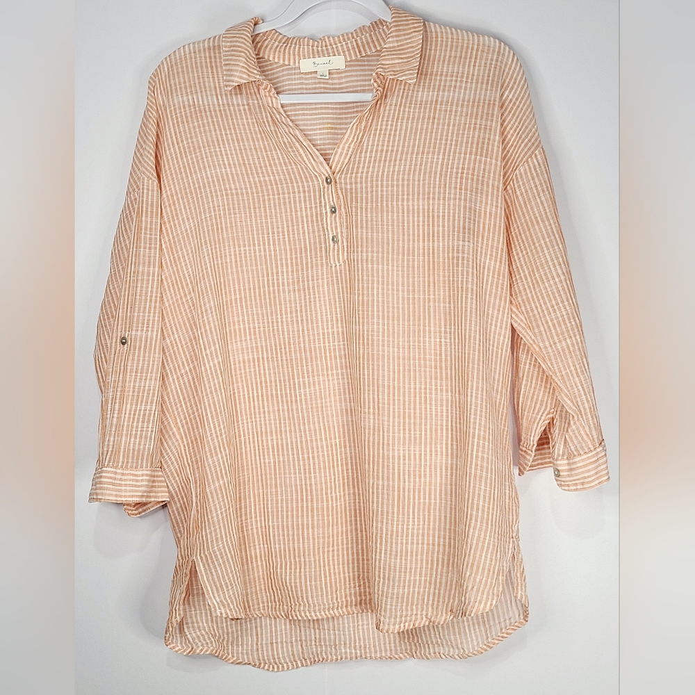 Becool striped 3/4 sleeve blouse, L (PTP 21.5")